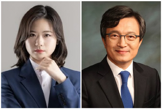 박지현(왼쪽) 전 더불어민주당 비상대책위워장과 김의겸 민주당 의원. <박지현 SNS, 김의겸 의원실 제공>